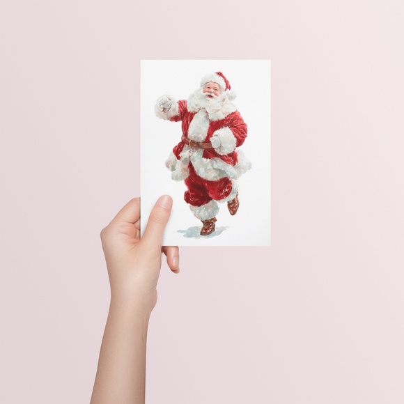 Watercolor Santa Claus Portrait Wall Art Print Poster, Unframed – Joyful Holiday - Picture 5 of 5